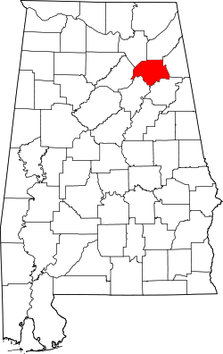 Karte von Etowah County innerhalb von Alabama