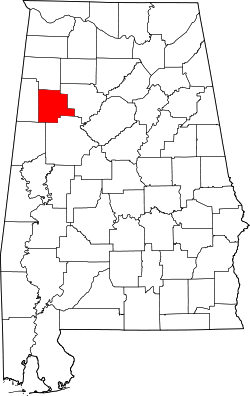 Karte von Fayette County innerhalb von Alabama