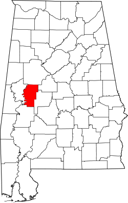Karte von Hale County innerhalb von Alabama