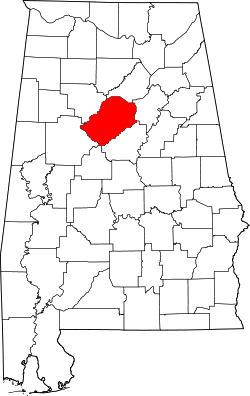 Karte von Jefferson County innerhalb von Alabama