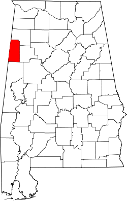 Karte von Lamar County innerhalb von Alabama