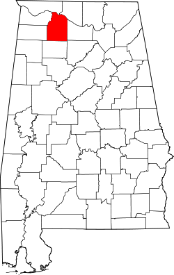 Karte von Lawrence County innerhalb von Alabama