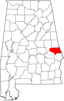 Karte von Lee County innerhalb von Alabama