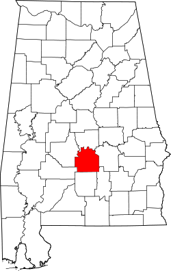 Karte von Lowndes County innerhalb von Alabama