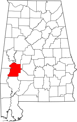 Karte von Marengo County innerhalb von Alabama