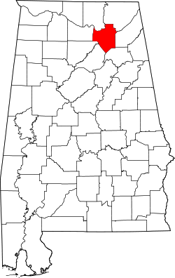 Karte von Marshall County innerhalb von Alabama