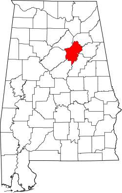 Karte von Saint Clair County innerhalb von Alabama