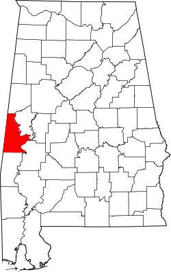 Karte von Sumter County innerhalb von Alabama