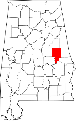 Karte von Tallapoosa County innerhalb von Alabama