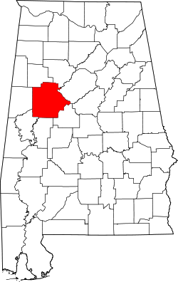 Karte von Tuscaloosa County innerhalb von Alabama