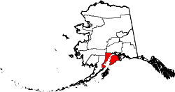 Karte von Kenai Peninsula Borough innerhalb von Alaska