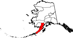Karte von Lake and Peninsula Borough innerhalb von Alaska