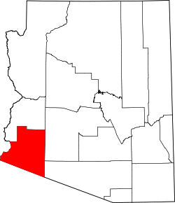 Karte von Yuma County innerhalb von Arizona