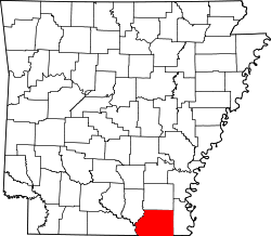Karte von Ashley County innerhalb von Arkansas