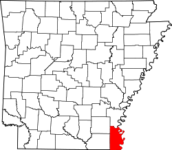 Karte von Chicot County innerhalb von Arkansas