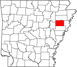 Karte von Cross County innerhalb von Arkansas