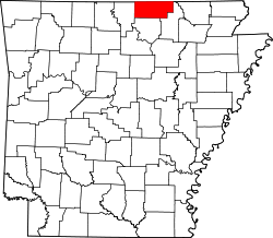 Karte von Fulton County innerhalb von Arkansas