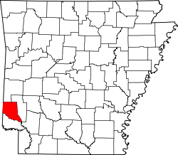 Karte von Sevier County innerhalb von Arkansas