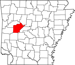Karte von Yell County innerhalb von Arkansas