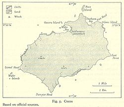 Historische Karte der Kokos-Insel