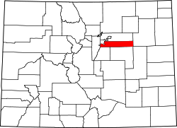 Karte von Arapahoe County innerhalb von Colorado