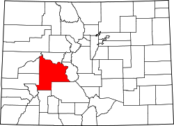 Karte von Gunnison County innerhalb von Colorado