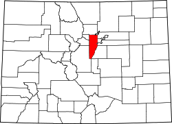 Karte von Jefferson County innerhalb von Colorado