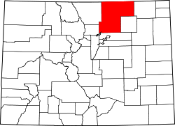 Karte von Weld County innerhalb von Colorado