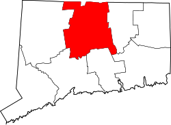 Karte von Hartford County innerhalb von Connecticut