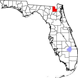 Karte von Baker County innerhalb von Florida