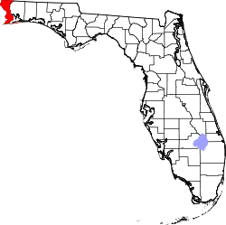 Karte von Escambia County innerhalb von Florida