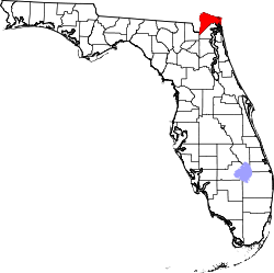 Karte von Nassau County innerhalb von Florida
