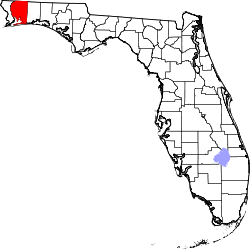 Karte von Santa Rosa County innerhalb von Florida