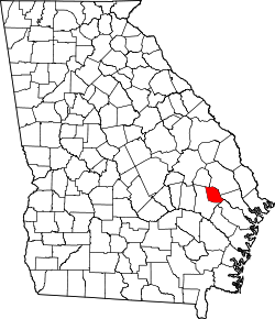 Karte von Evans County innerhalb von Georgia