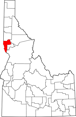 Karte von Nez Perce County innerhalb von Idaho