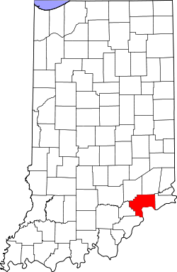 Karte von Jefferson County innerhalb von Indiana