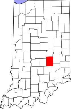 Karte von Shelby County innerhalb von Indiana