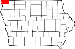 Karte von Lyon County innerhalb von Iowa