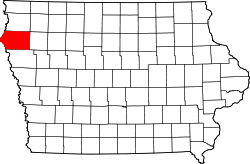 Karte von Plymouth County innerhalb von Iowa
