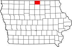 Karte von Worth County innerhalb von Iowa