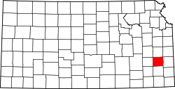 Karte von Allen County innerhalb von Kansas