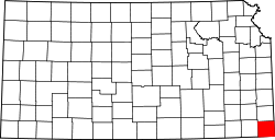 Karte von Cherokee County innerhalb von Kansas