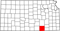 Karte von Cowley County innerhalb von Kansas