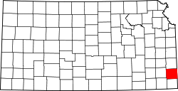 Karte von Crawford County innerhalb von Kansas