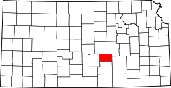 Karte von Harvey County innerhalb von Kansas