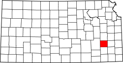 Karte von Woodson County innerhalb von Kansas