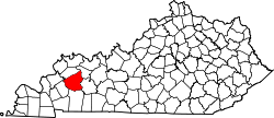 Karte von Hopkins County innerhalb von Kentucky
