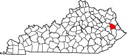 Karte von Johnson County innerhalb von Kentucky
