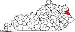 Karte von Lawrence County innerhalb von Kentucky