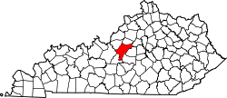 Karte von Nelson County innerhalb von Kentucky